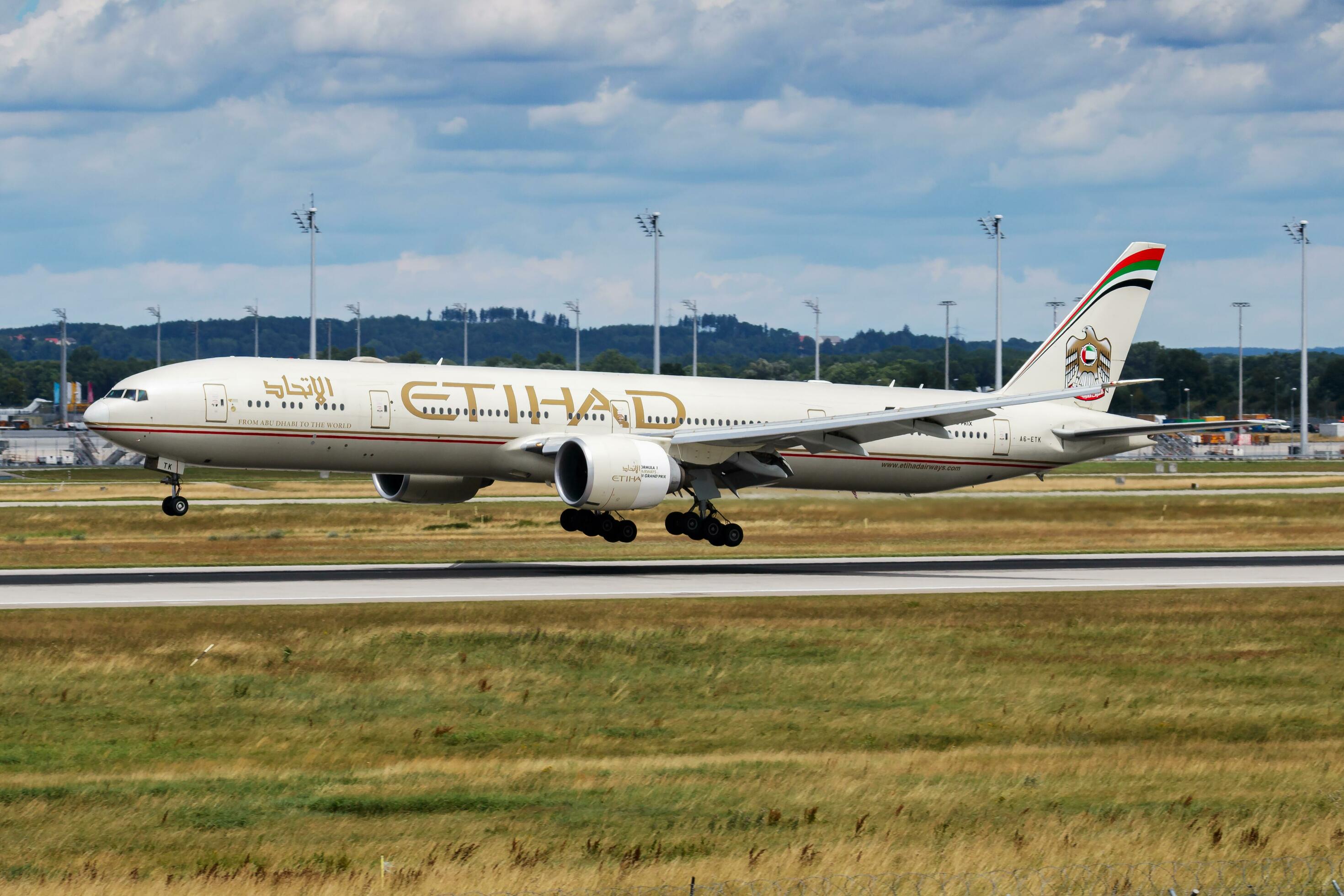 Etihad Airways Boeing 777300ER A6ETK passenger plane arrival and
