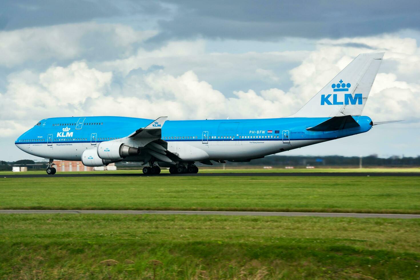 KLM Boeing 747-400 PH-BFW passenger plane departure at Amsterdam Schipol Airport photo