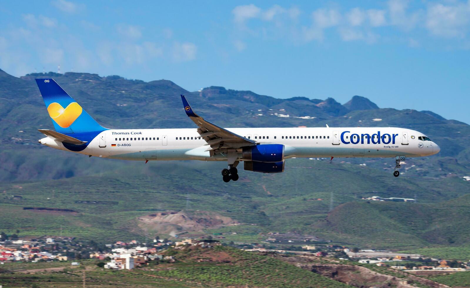 Condor Airlines passenger plane at airport. Schedule flight travel