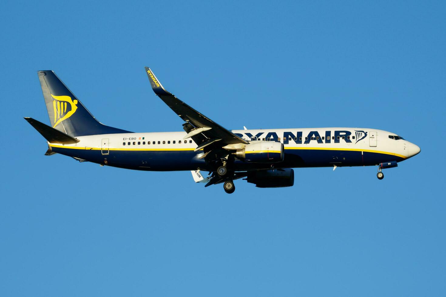 Ryanair Boeing 737-800 EI-EBO passenger plane landing at Madrid Barajas Airport photo