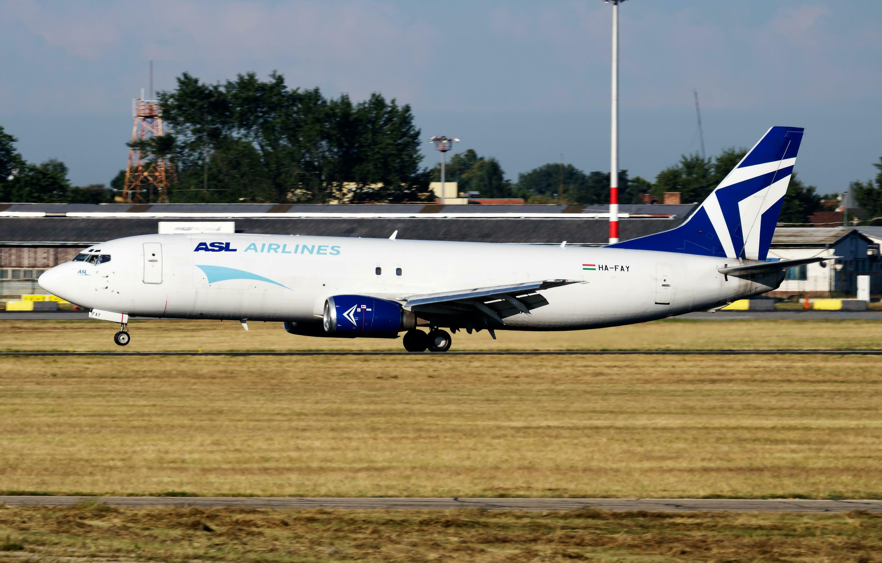 ASL Airlines cargo plane at airport. Air freight and shipping. Aviation