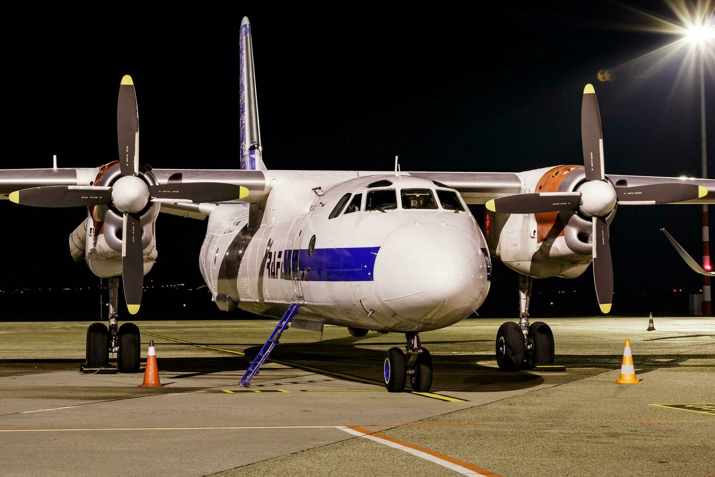 Raf-Avia cargo plane at airport. Air freight and shipping. Aviation and aircraft. Transport industry. Global international transportation. Fly and flying. photo