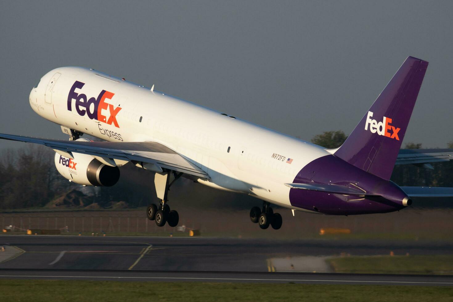 FedEx Boeing 757-200 N972FD cargo plane departure and take off at