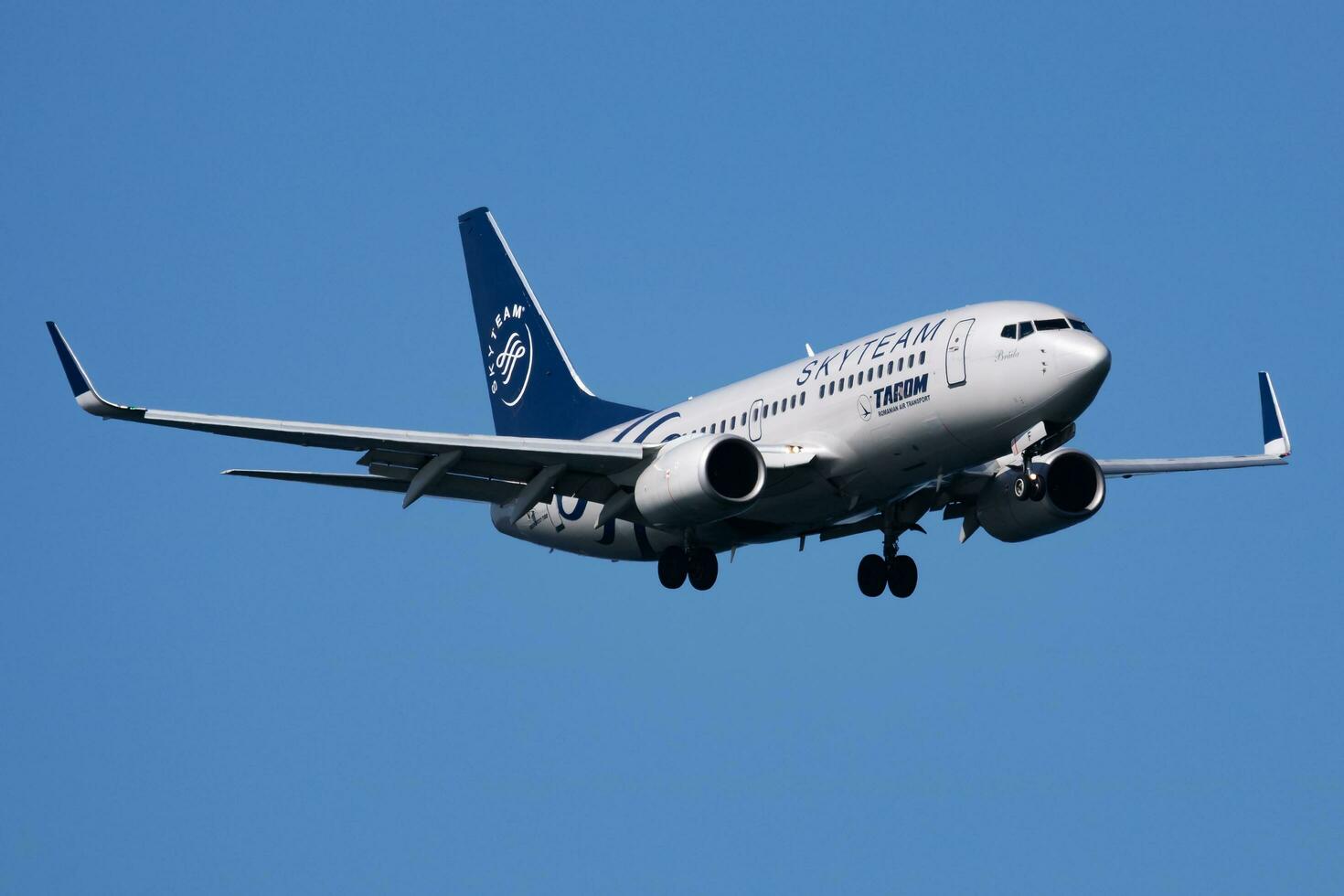 Skyteam TAROM Boeing 737-700 YR-BGF passenger plane arrival and landing at Istanbul Ataturk Airport photo