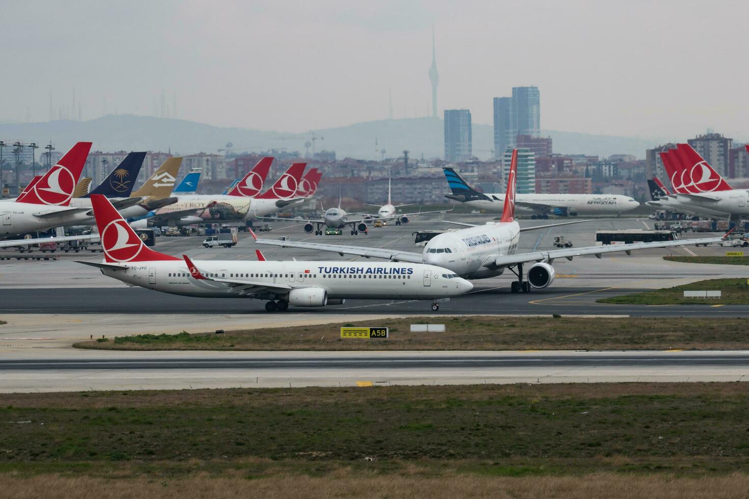 Turkish Airlines Boeing 737-900 TC-JYO passenger plane departure at Istanbul Ataturk Airport photo