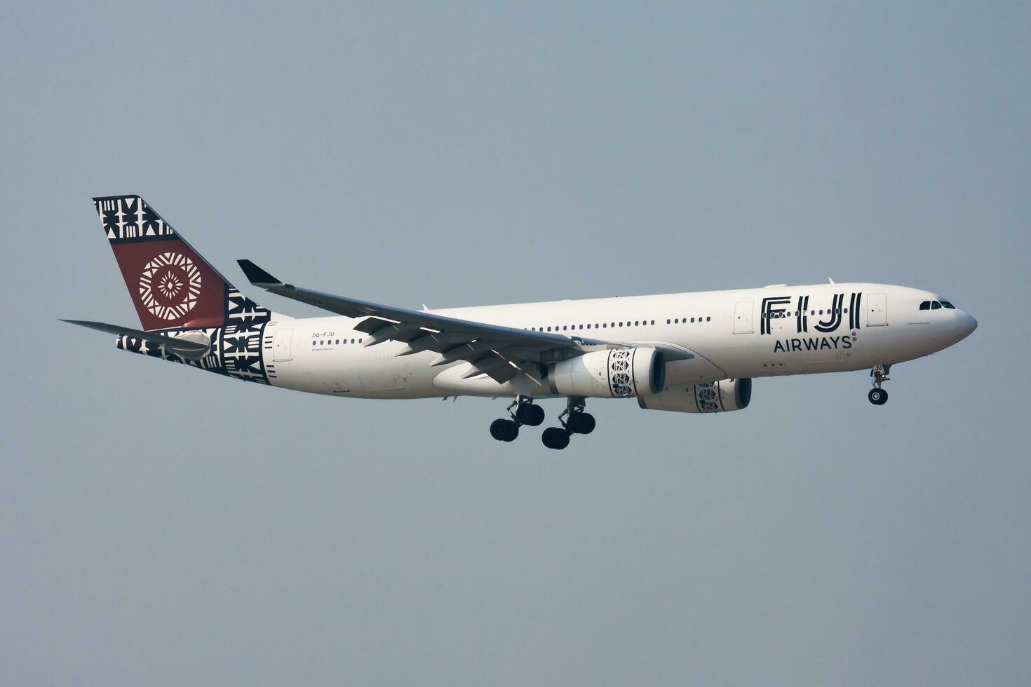 Fiji Airways passenger plane at airport. Schedule flight travel. Aviation and aircraft. Air transport. Global international transportation. Fly and flying. photo