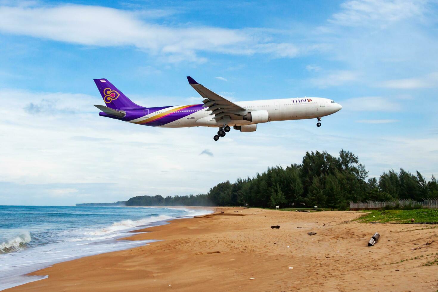 Thai Airways passenger plane at airport. Schedule flight travel. Aviation and aircraft. Air transport. Global international transportation. Fly and flying. photo