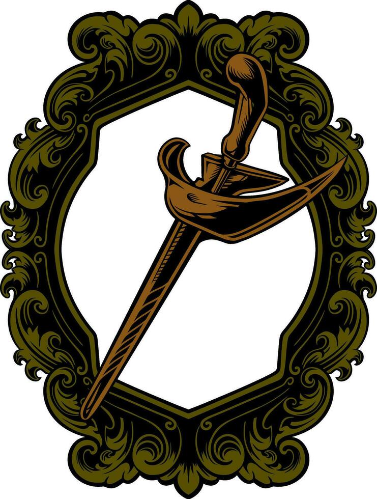 frame ornament with kerisi llustration vector