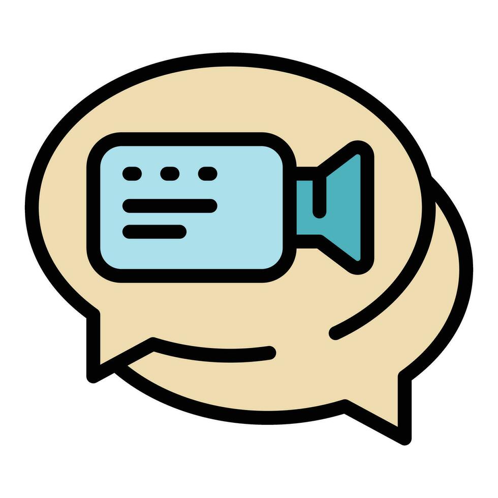 Video conference chat icon vector flat