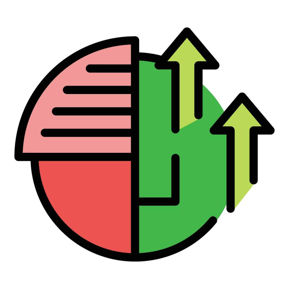 Pie chart data icon vector flat