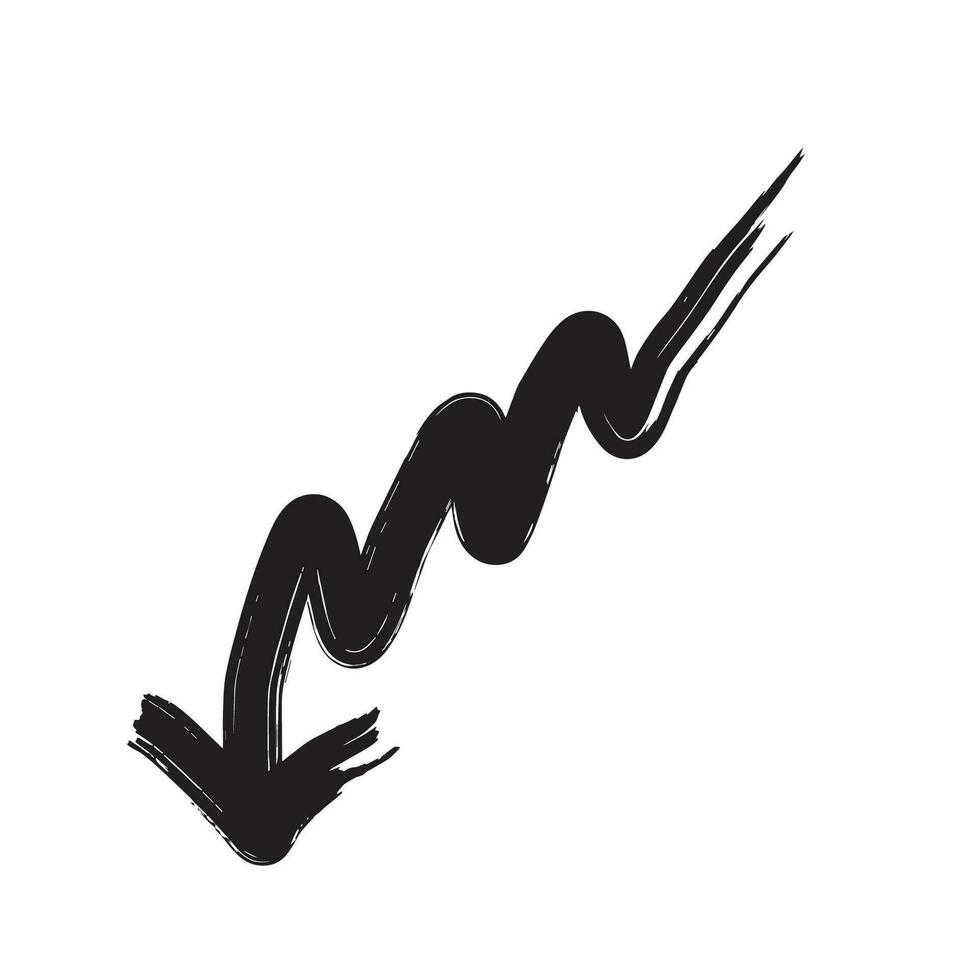 hand drawn arrow brush line vector