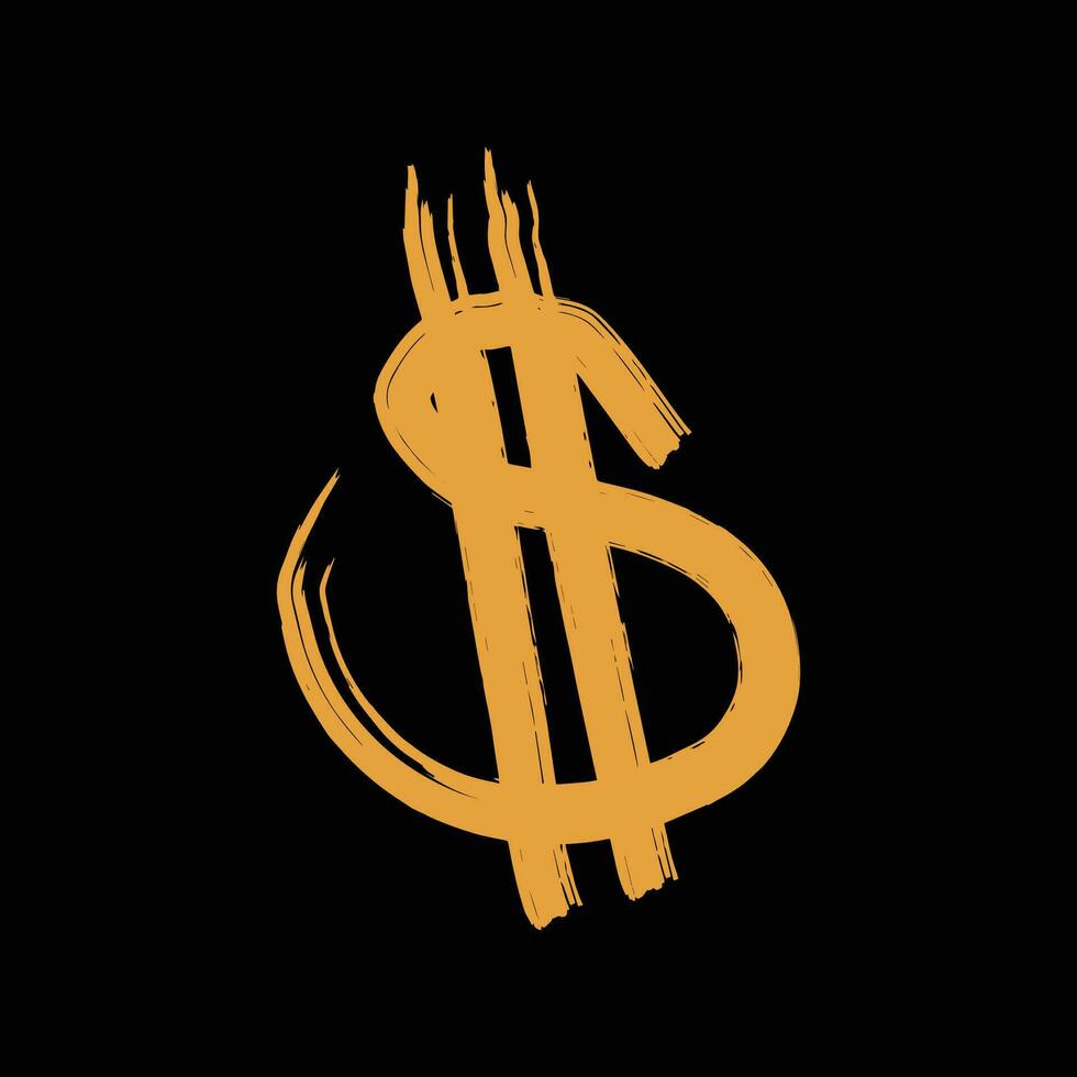 hand drawn grunge of dollar logo icon vector