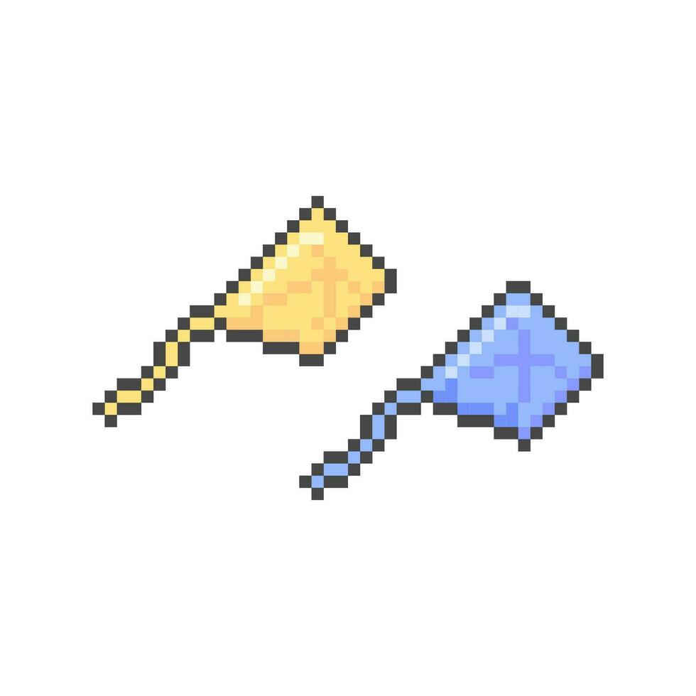 Illustration vector graphic of blue and yellow kites in pixel art style