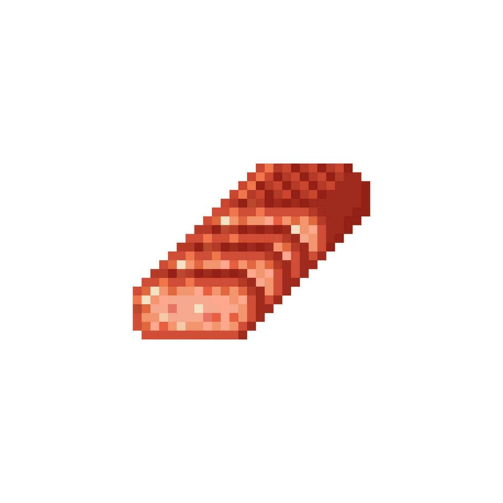 Illustration vector graphic of sliced beef in pixel art style