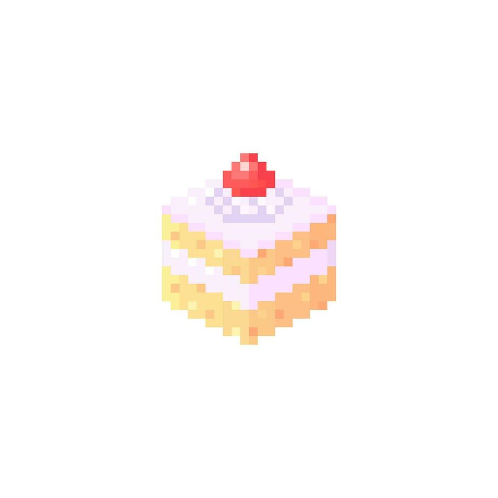 Illustration vector graphic of strawberry cake in pixel art style