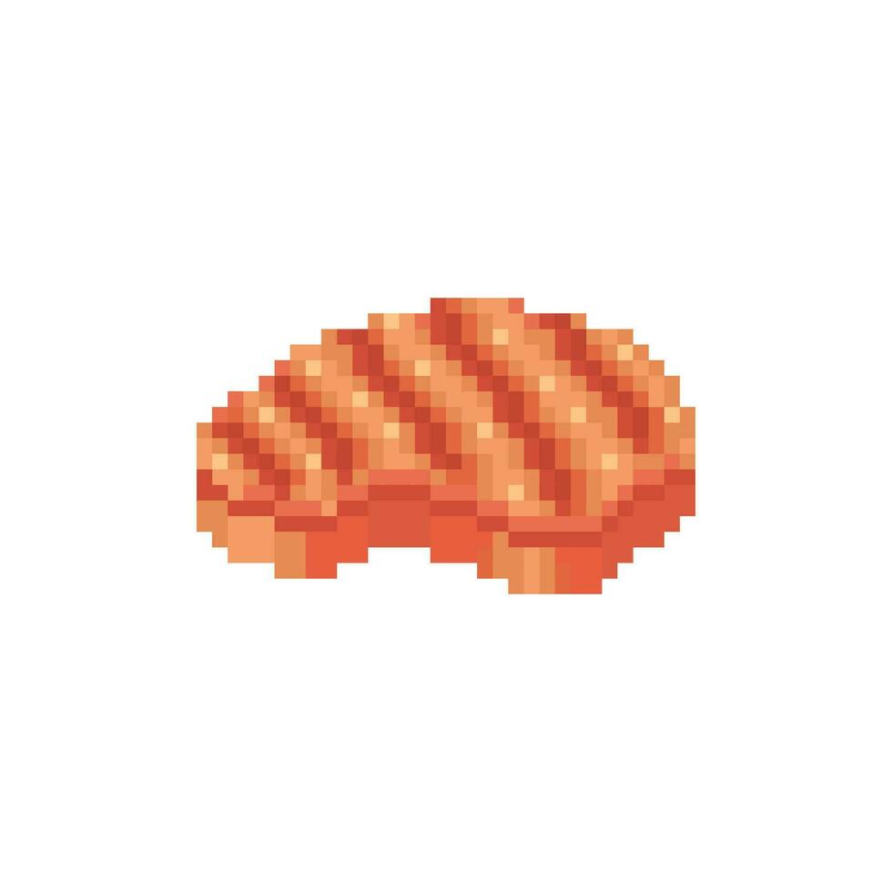 Illustration vector graphic of steak in pixel art style