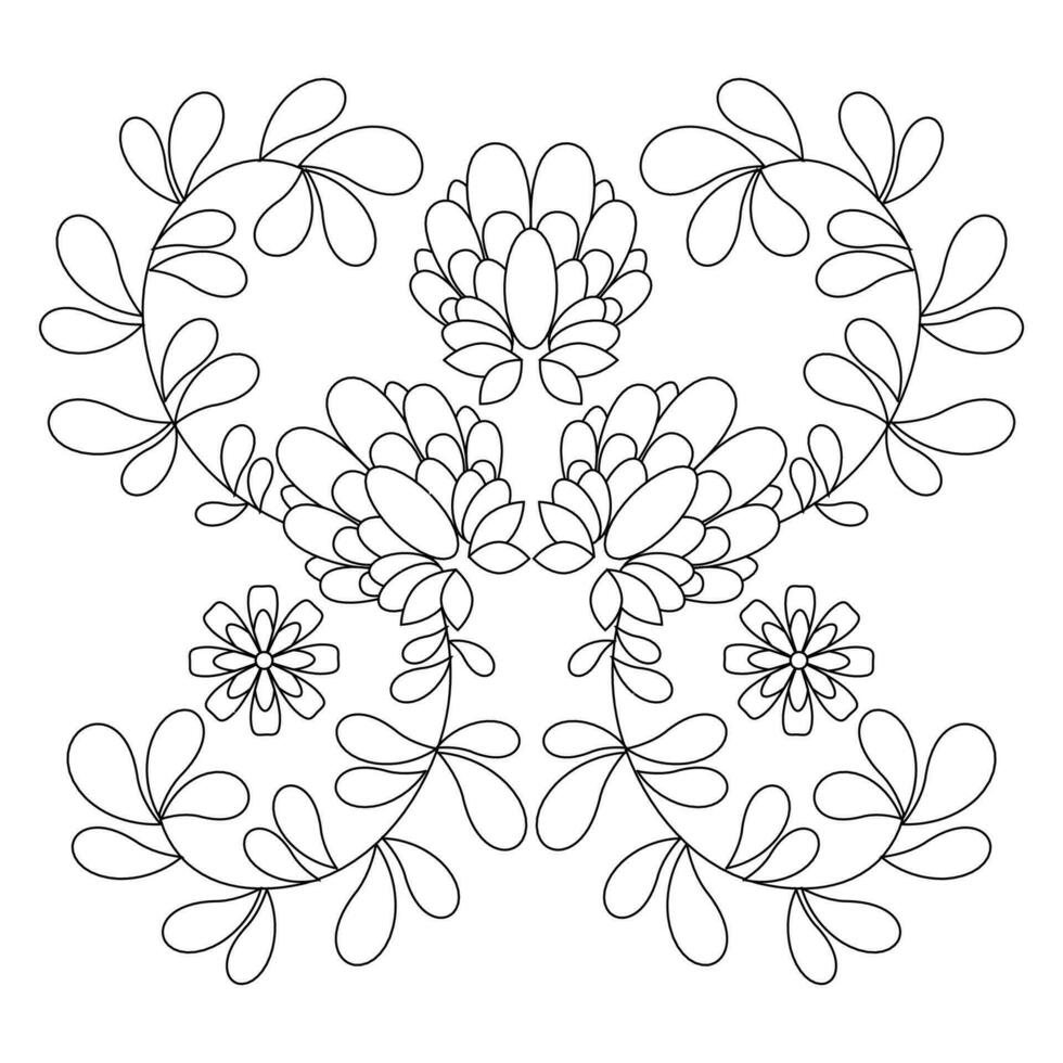 Mexican floral embroidery coloring page vector