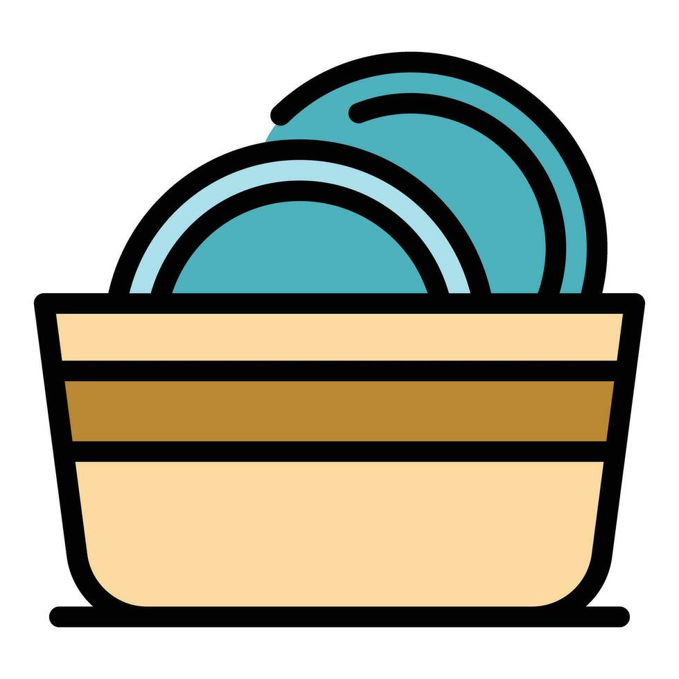 Dish bucket icon vector flat