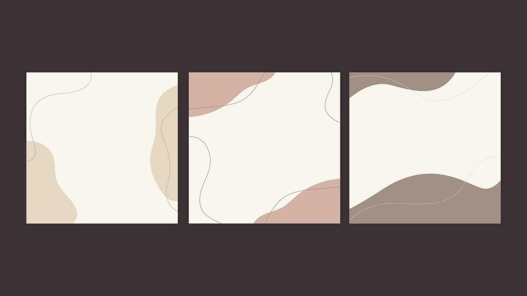 Set of social media abstract design with neutral color palette. Vector based and editable color design for social media promotion