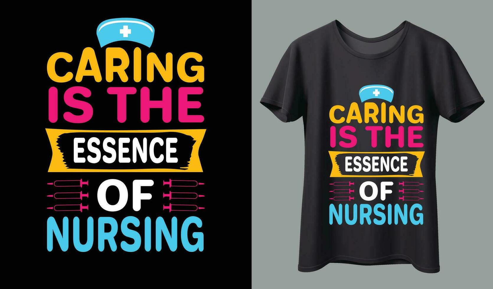 Proud retired nurse just like a regular nurse t-shirt and poster vector design template. Nursing t-shirt with medical element vectors. Stethoscope, syringe design. For label, badge, emblem.