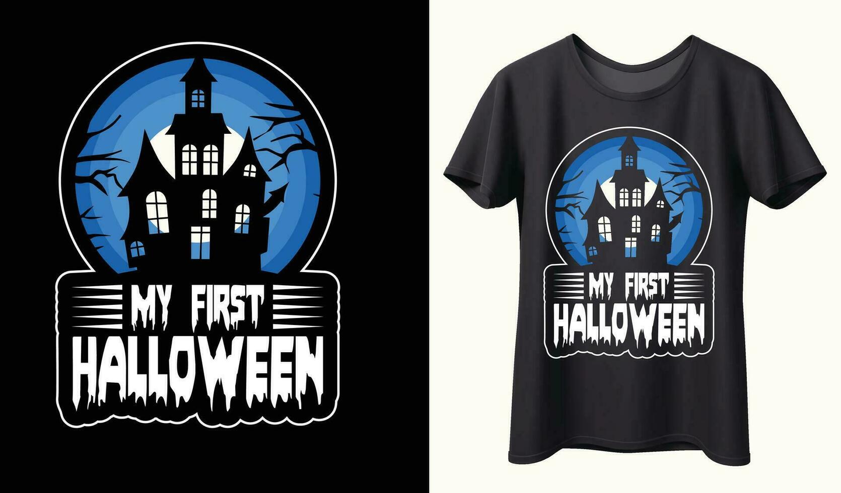 feliz Halloween. plantilla de diseño de camiseta de halloween. plantilla de diseño de camiseta de feliz halloween fácil de imprimir multiusos para hombres, mujeres y niños vector