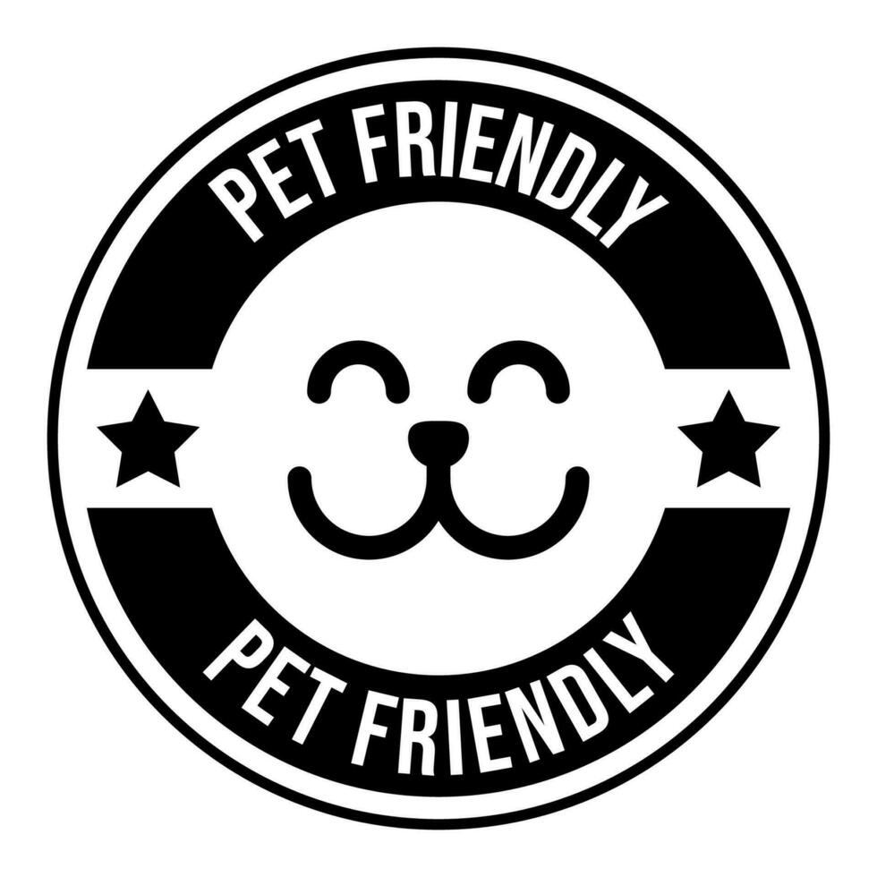 Pet friendly badge stamp. This space allows mascots. Dogs and cats are welcome. vector