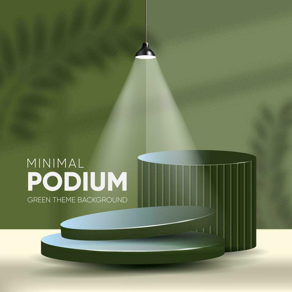 Minimal podium in green theme background vector