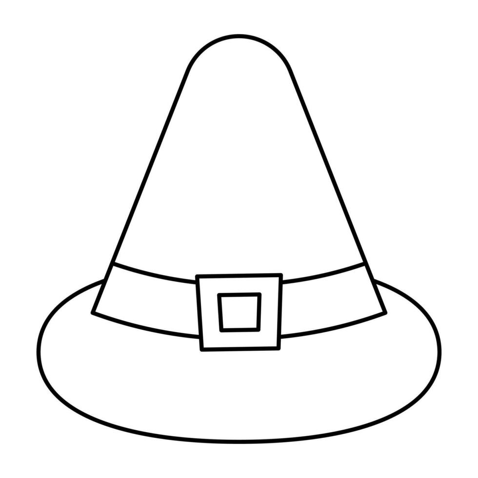 Halloween witch hat line icon. vector