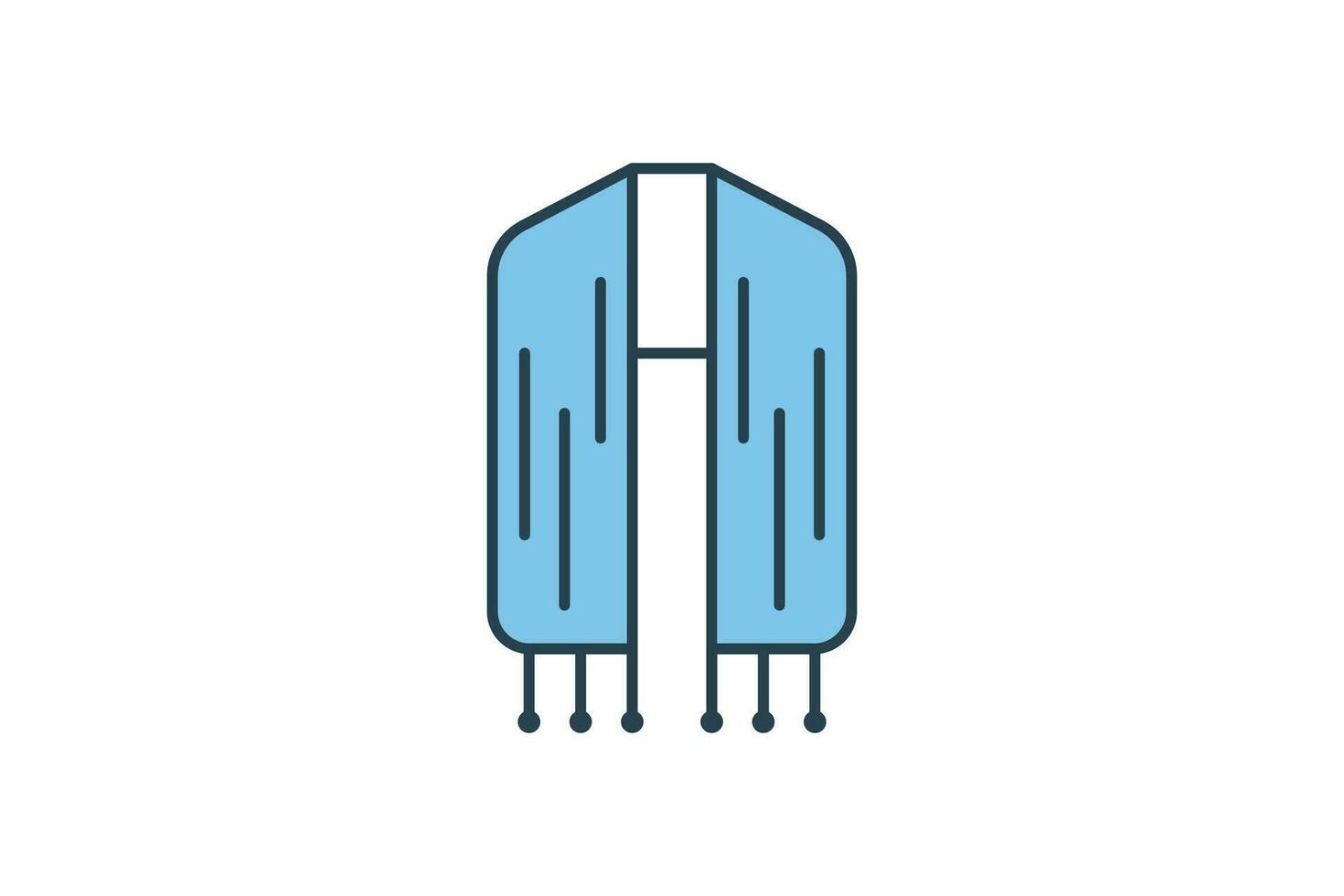 Scarf Icon. Icon related to clothes. suitable for web site design, app, user interfaces. flat line icon style. Simple vector design editable