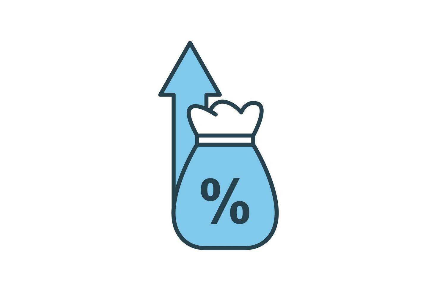 Rate Interest Icon. Icon related to Credit and Loan. suitable for web site design, app, user interfaces, printable etc. Flat Line icon style. Simple vector design editable