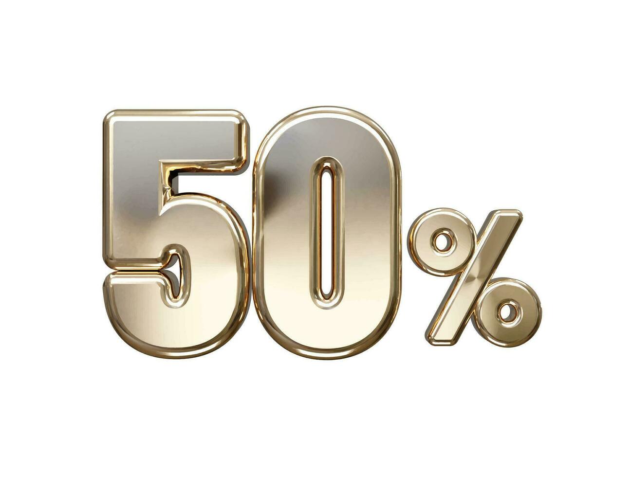 50 percent off vector text effect 3d rendering gold