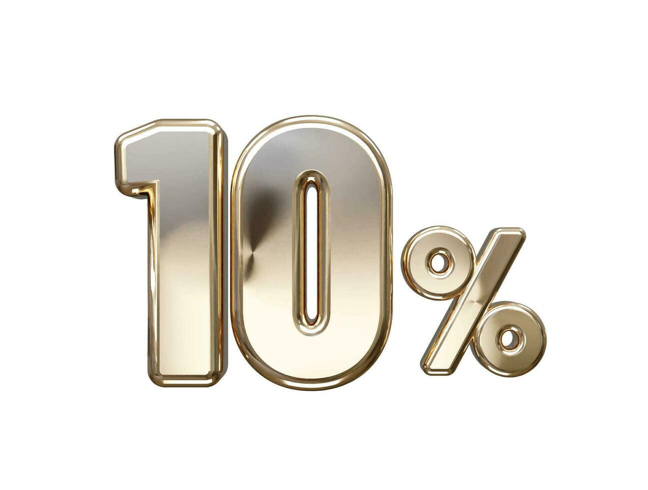 10 percent off vector text effect 3d rendering gold