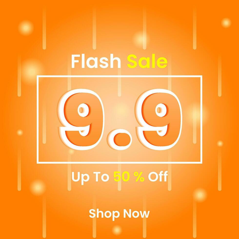 Flash Sale 9.9 design template. modern, 3d, text, sparkling and colorful concept. used for poster, banner, advertising or ads vector