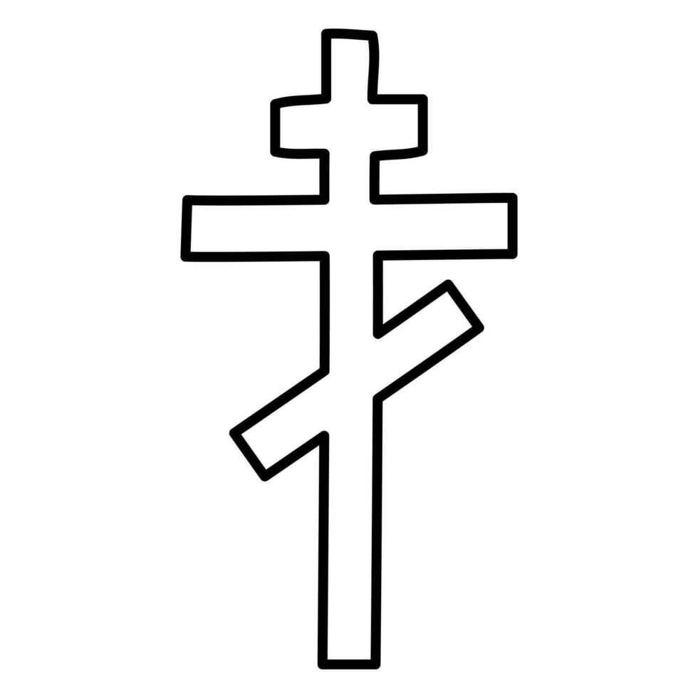 Christian cross doodle and contour style vector