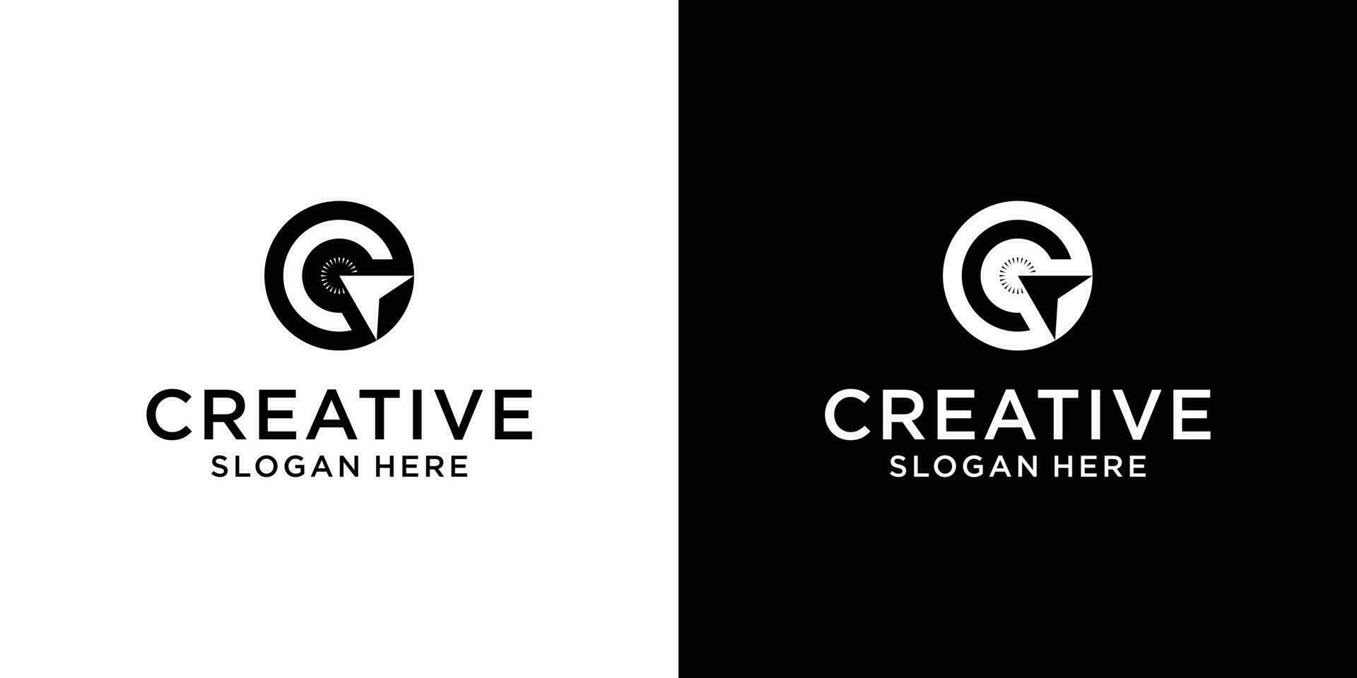 Letter c with arrow click Logo design concept vector