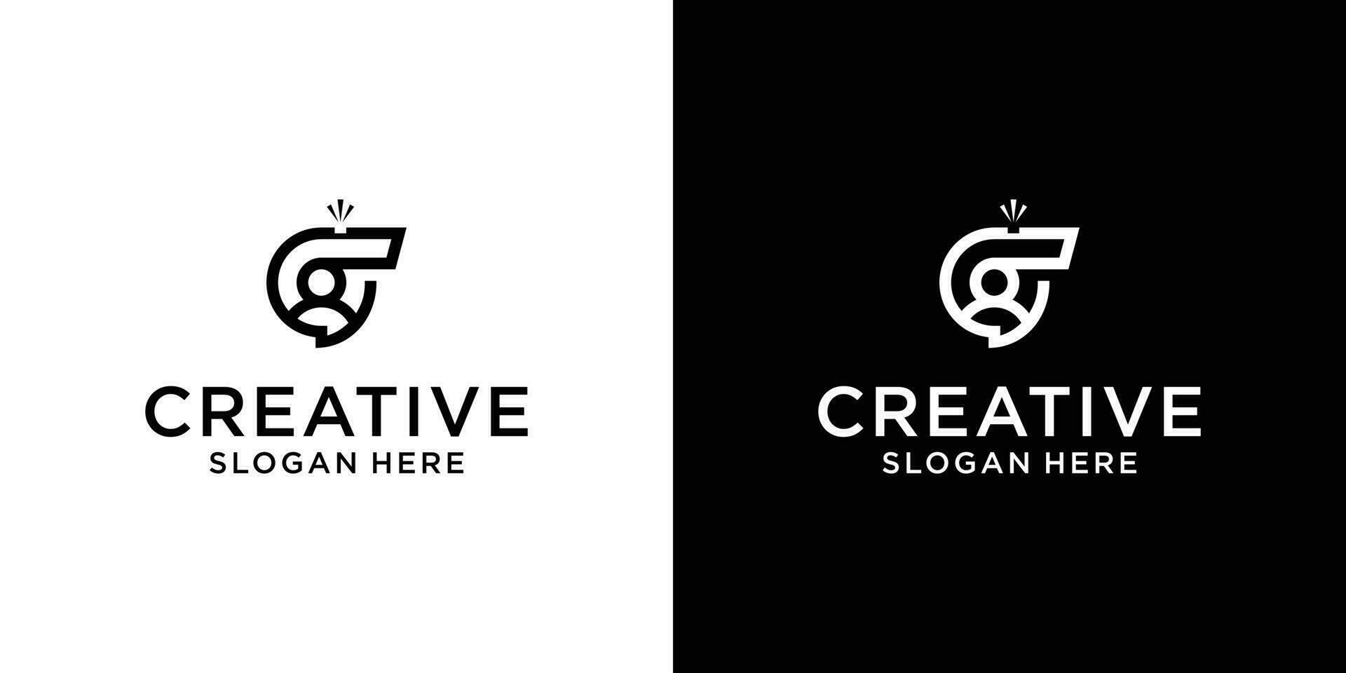 whistle chat with line style logo design concept vector