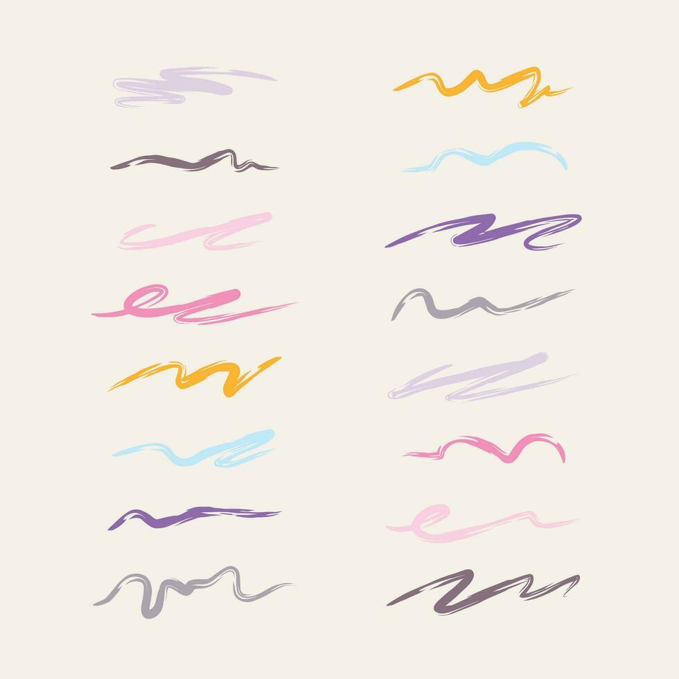 Vector Hand Drawn Flat Abstract Ink Brush Stroke Collection