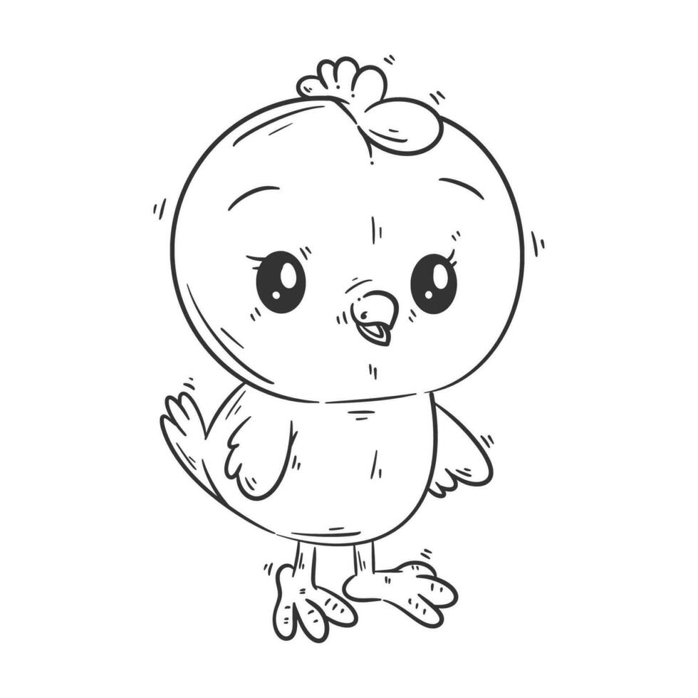 Cute chick sitting cartoon vector for coloring