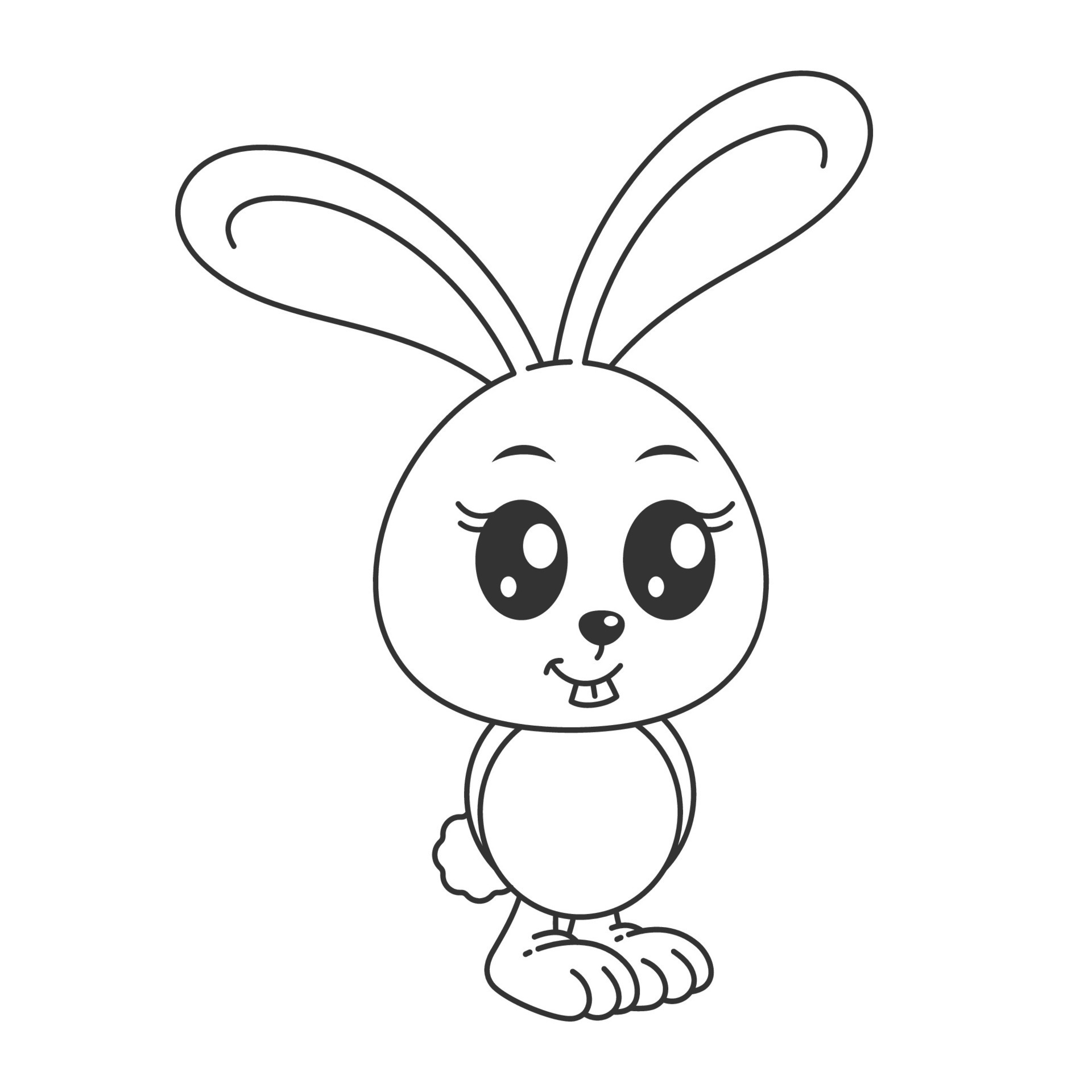 Cute rabbit standing in cartoon style for coloring 27561575 Vector Art ...
