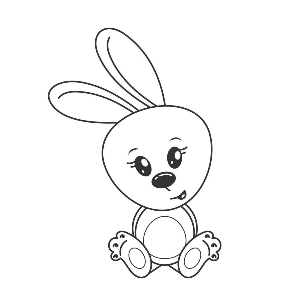 Cute bunny doll sitting cartoon style for coloring vector