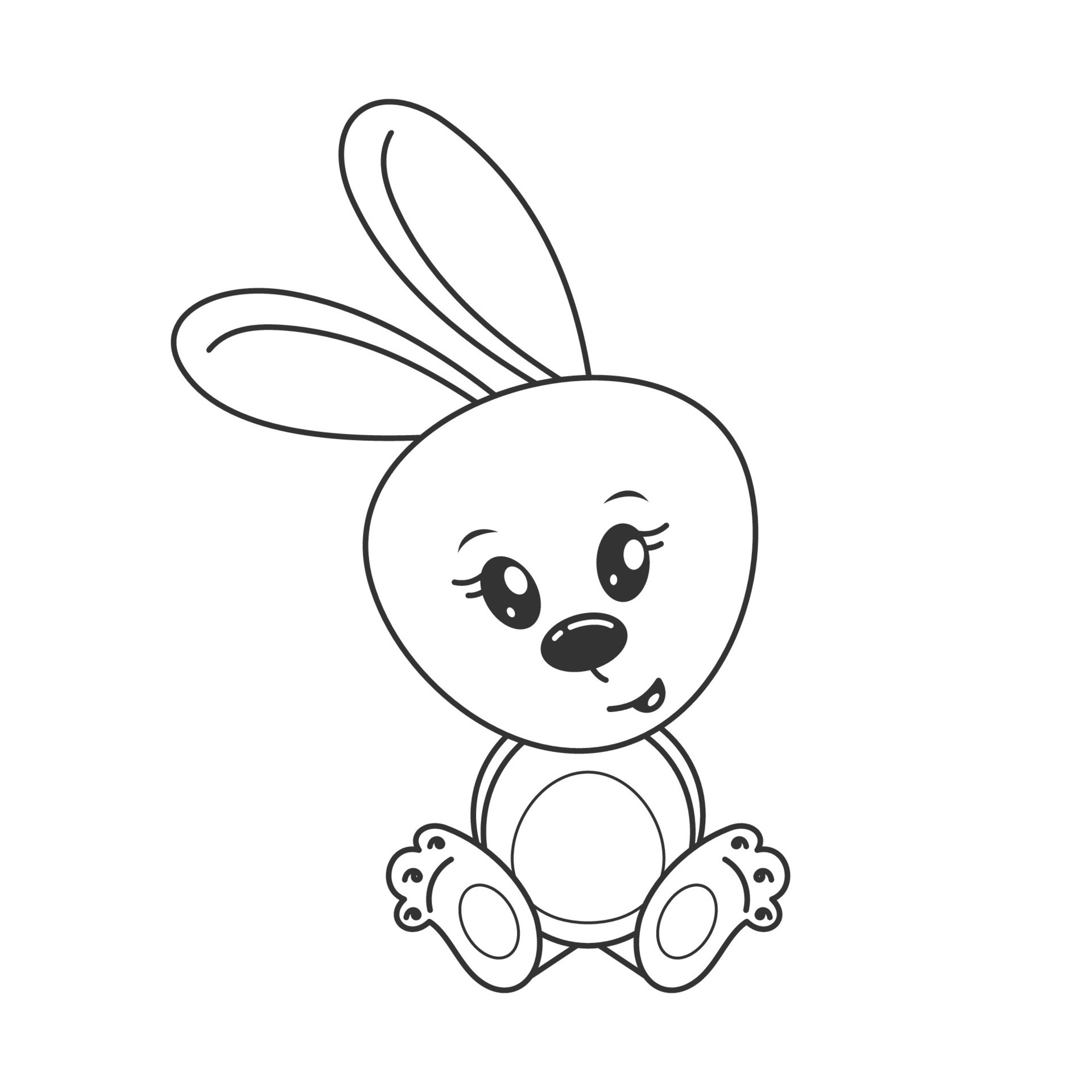 Cute bunny doll sitting cartoon style for coloring 27561588 Vector Art ...