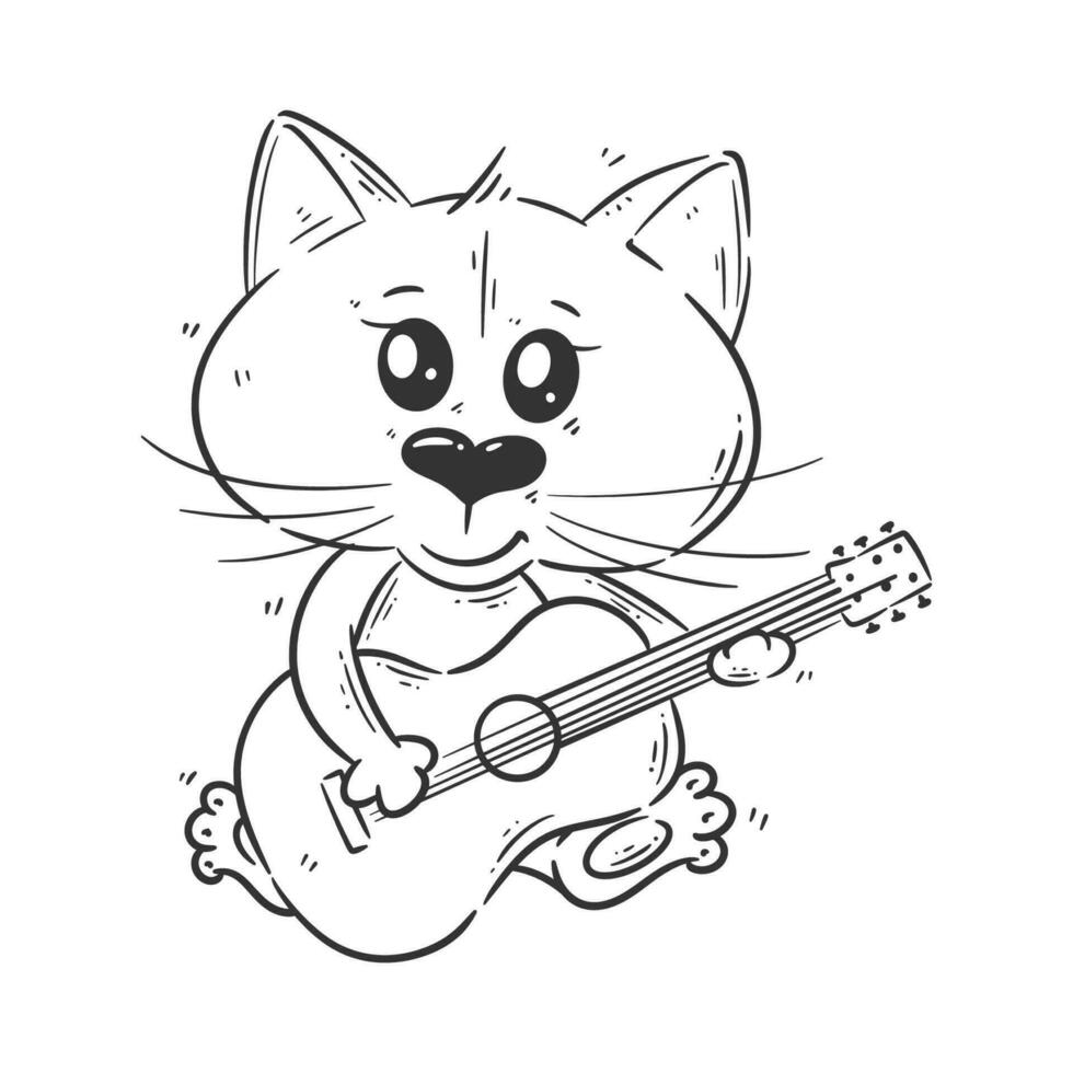 linda gato obras de teatro guitarra para colorante vector