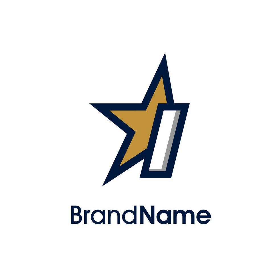 Initial I Gold Star Logo vector