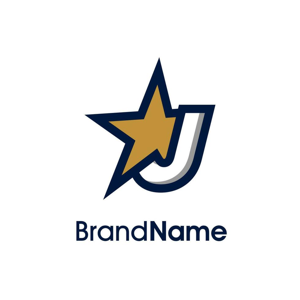 Initial J Gold Star Logo vector