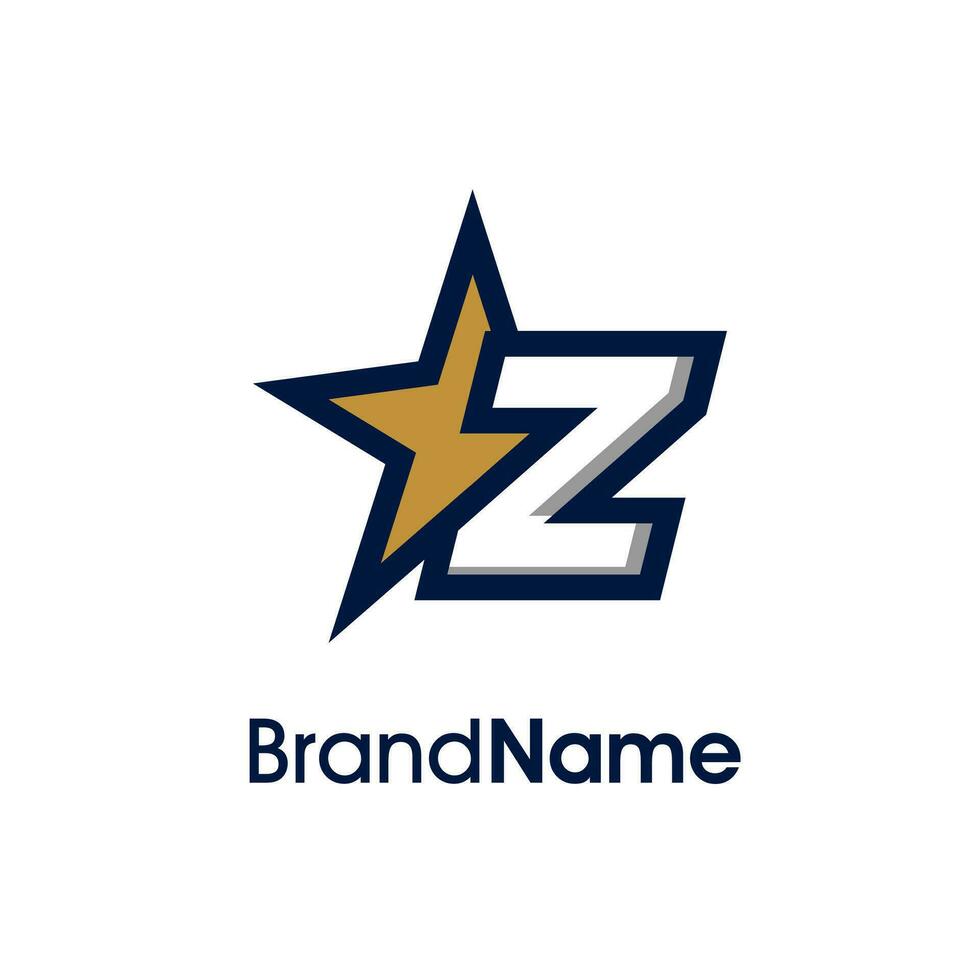 inicial z oro estrella logo vector