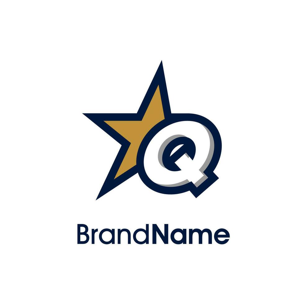 Initial Q Gold Star Logo vector