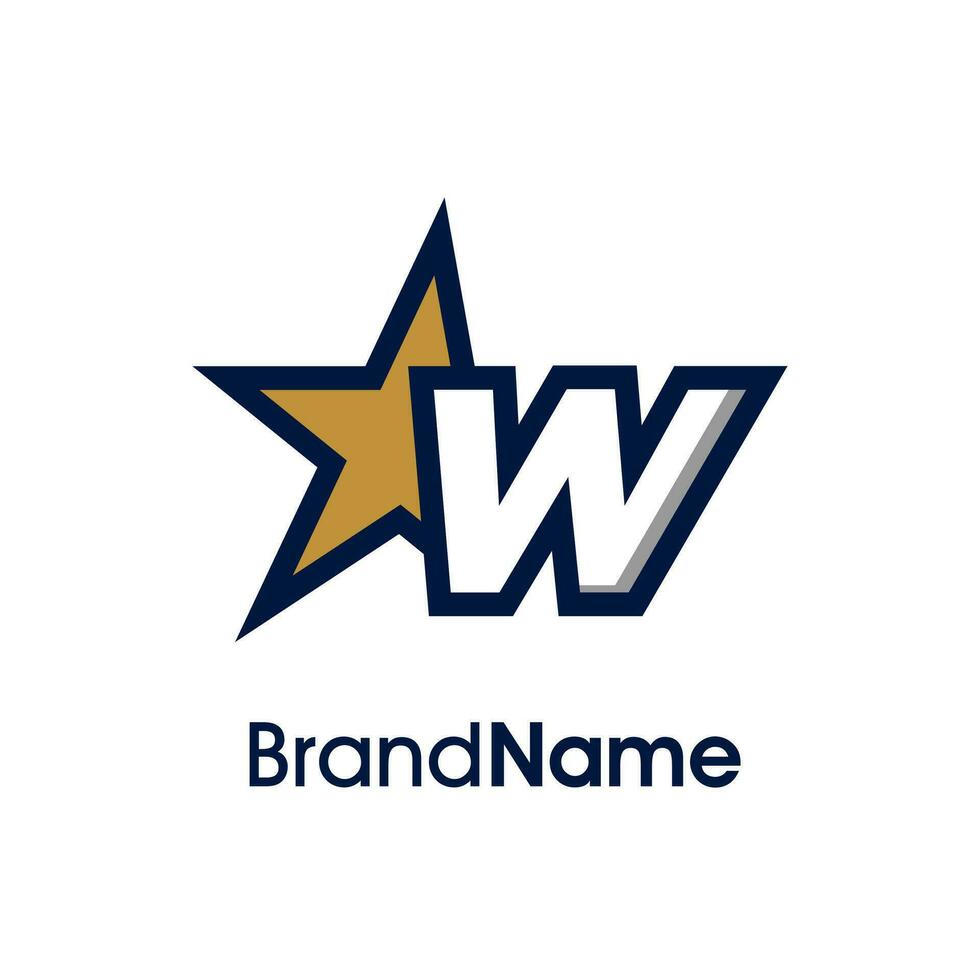Initial W Gold Star Logo vector