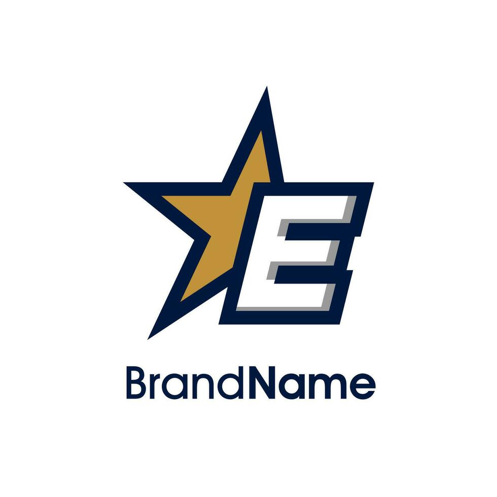 Initial E Gold Star Logo vector
