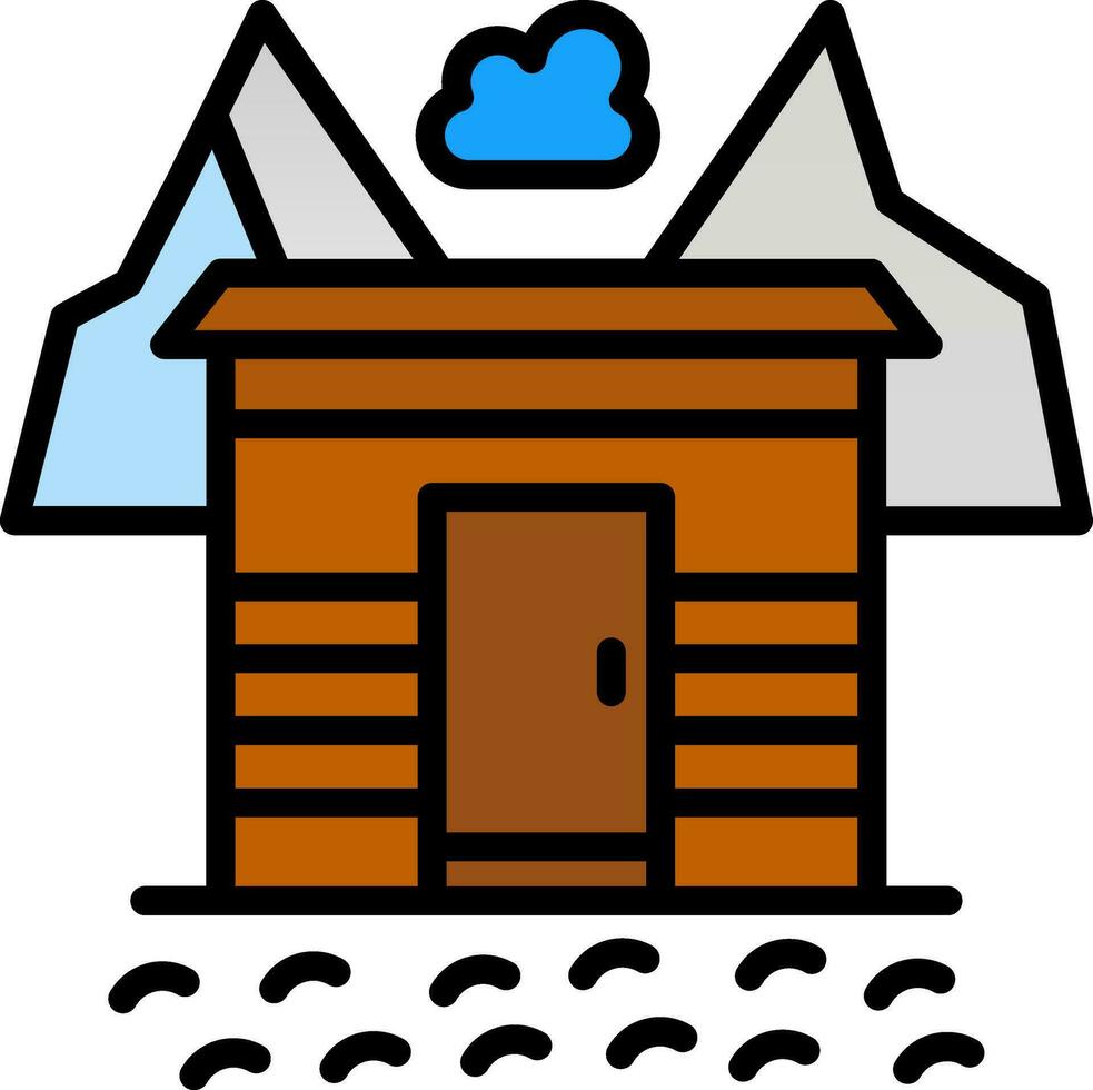 cubierto de nieve pueblo vector icono diseño