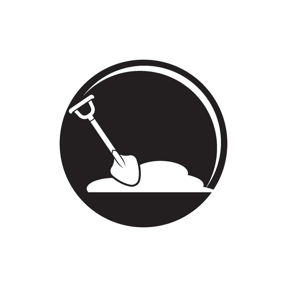 Shovel vector icon illustration logo template.